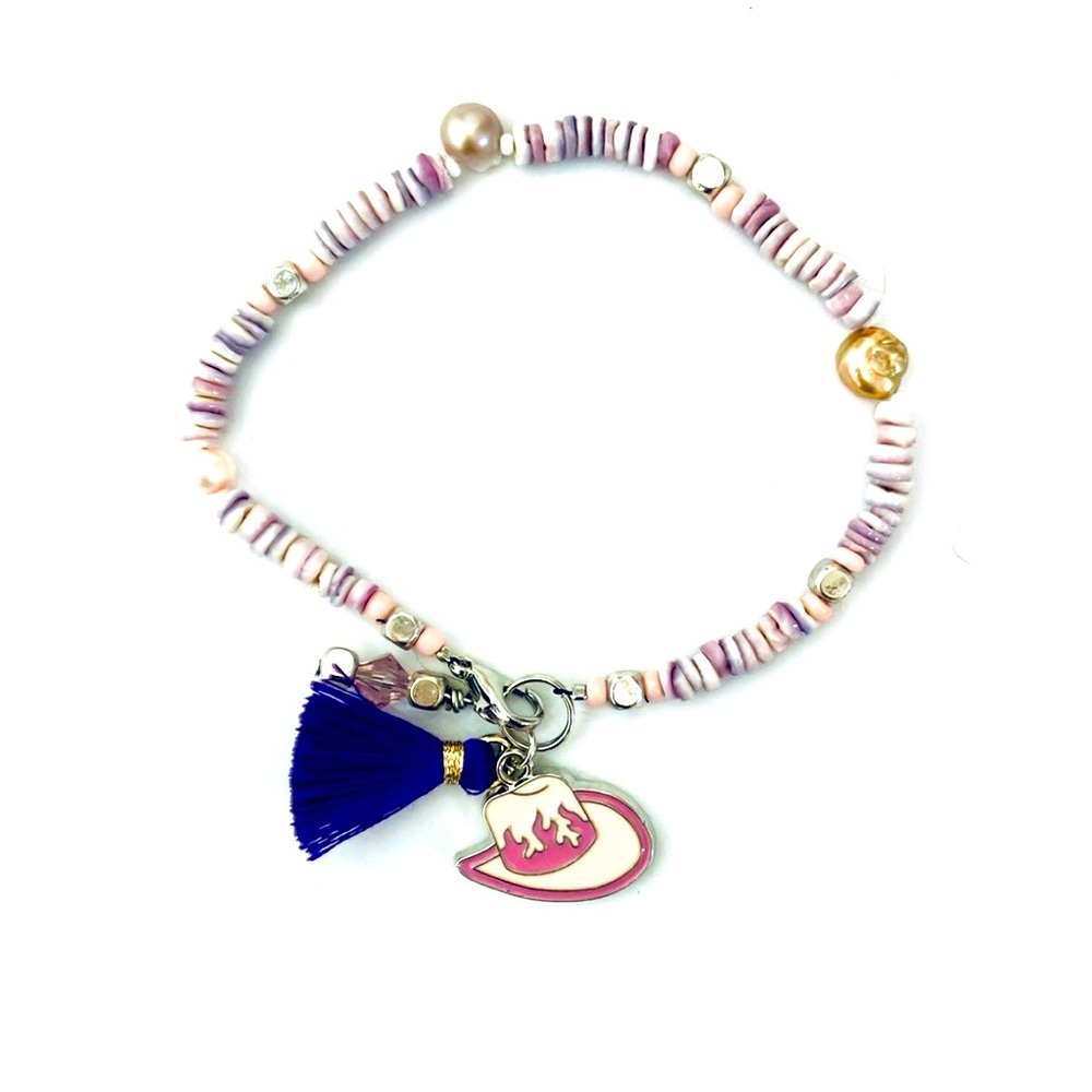 Artisan Purple Bead Cowgirl Hat Bracelet